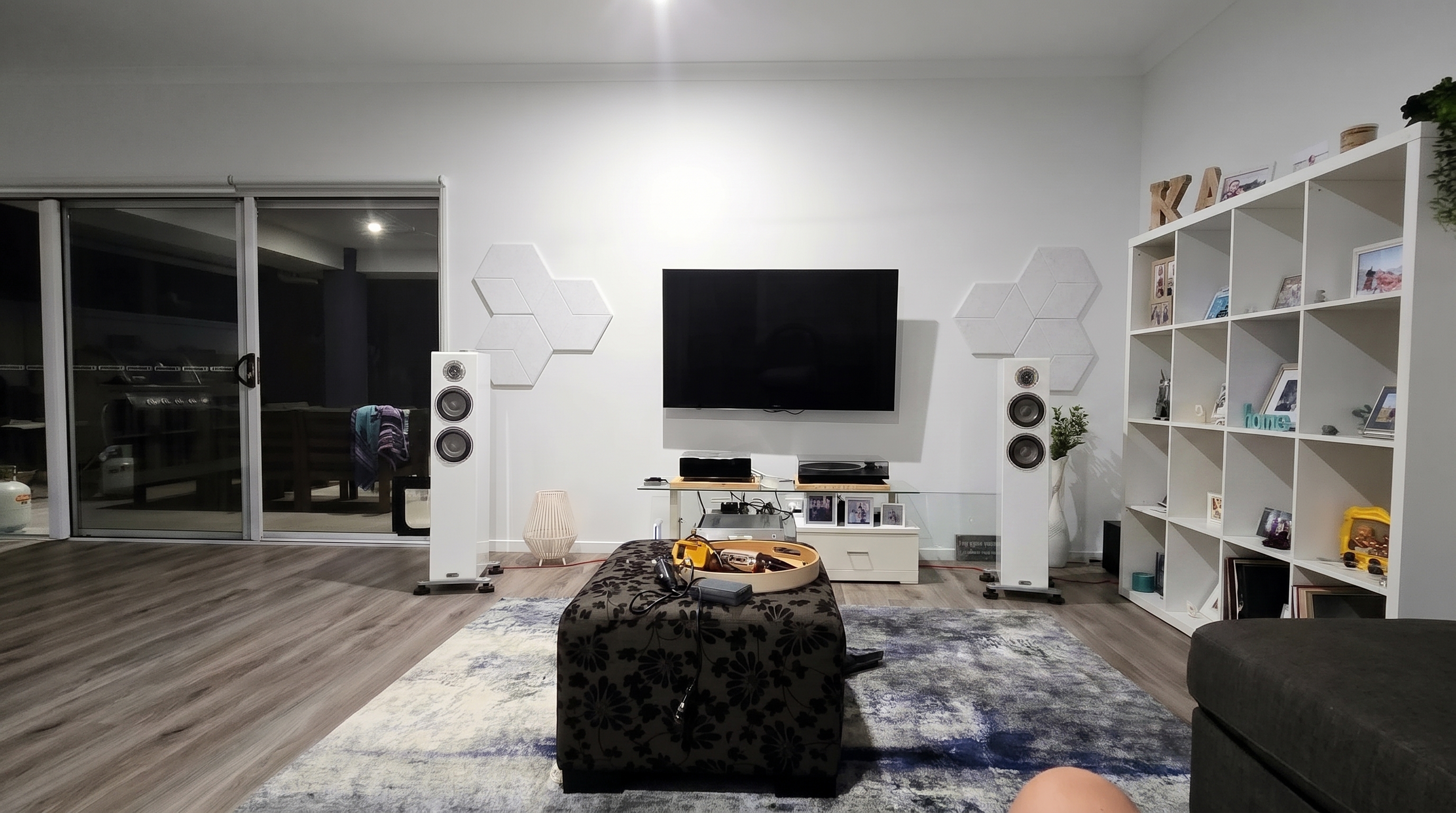 The same stereo room after AudioBro V2 guided the speaker placement refinement.